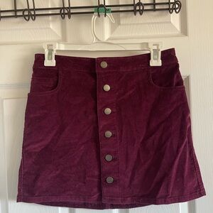 Express Deep Purple Button-Down Mini Skirt